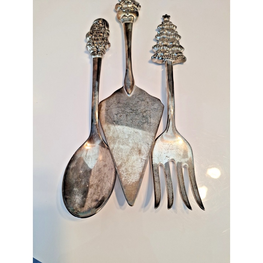 International Silver Company Holiday Joy Christmas 3-pc. Serving Set used
